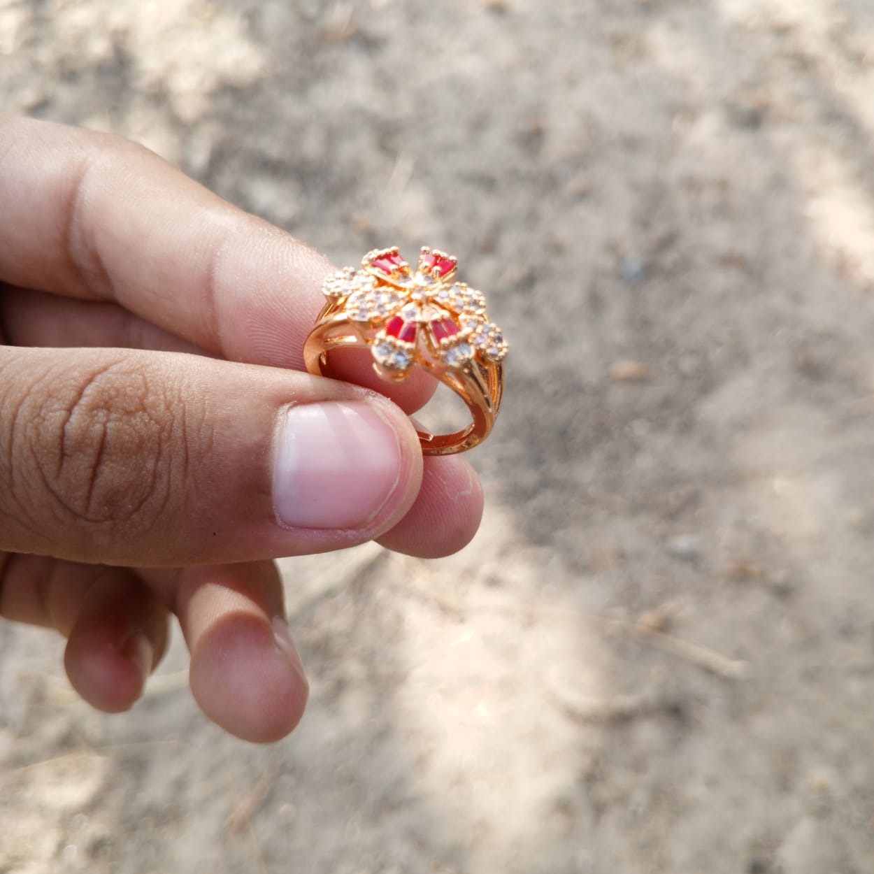 Women’s Red and White Stone Necklace Set with Earrings, Ring & Bracelet